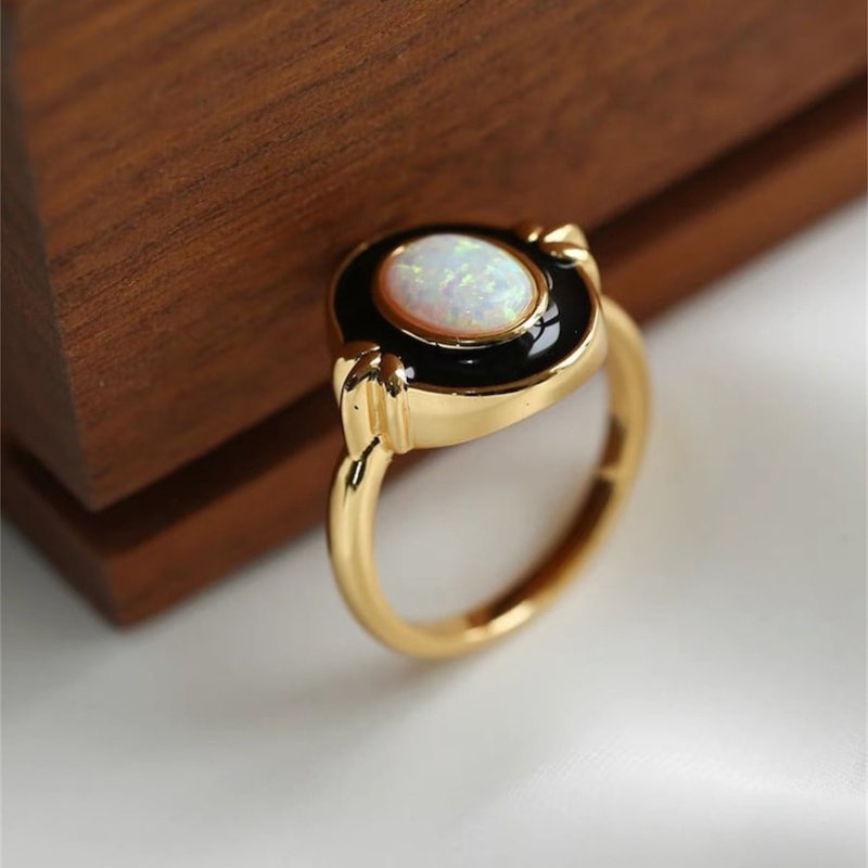 טבעת אמייל אלגנטית, טבעת מינימליסטית בסגנון Y2K, תכשיטים פשוטים בהשראת וינטג', מתנה עבורה – תמונה 5