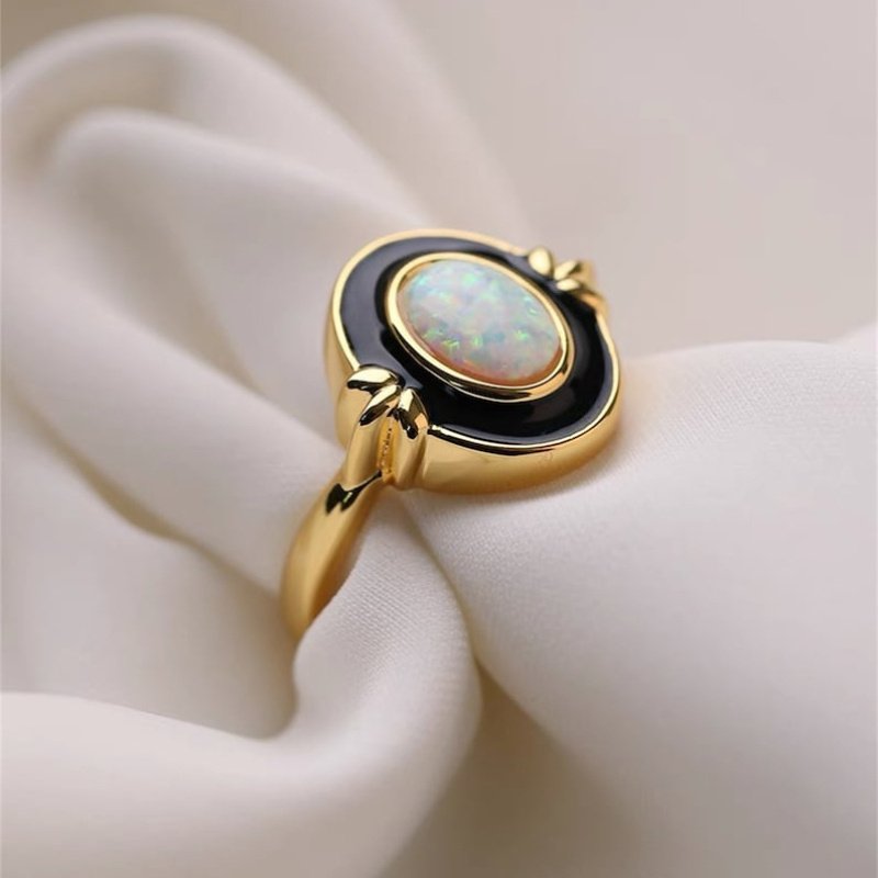 טבעת אמייל אלגנטית, טבעת מינימליסטית בסגנון Y2K, תכשיטים פשוטים בהשראת וינטג', מתנה עבורה – תמונה 3