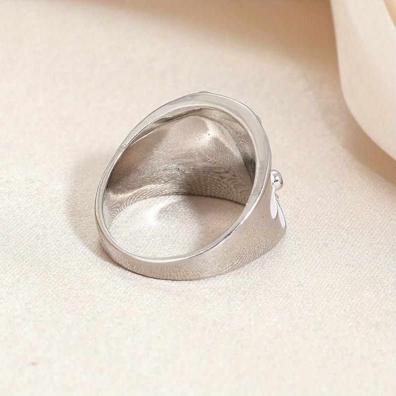 ⁦טבעת אמייל בעבודת יד לנשים טבעת פורצלן חיקוי פרחים לבנים אלגנטית עם אמייל מצופה חרסינה תכשיטי מסיבת חתונה⁩ – תמונה ⁦5⁩