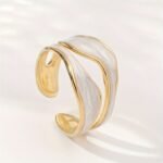 Elegant open ring with geometric wave design - 18K gold plated, resin, ideal for everyday wear or special occasions, perfect holiday gift, everyday accessory | Modern minimalist ring | Gold plated ring