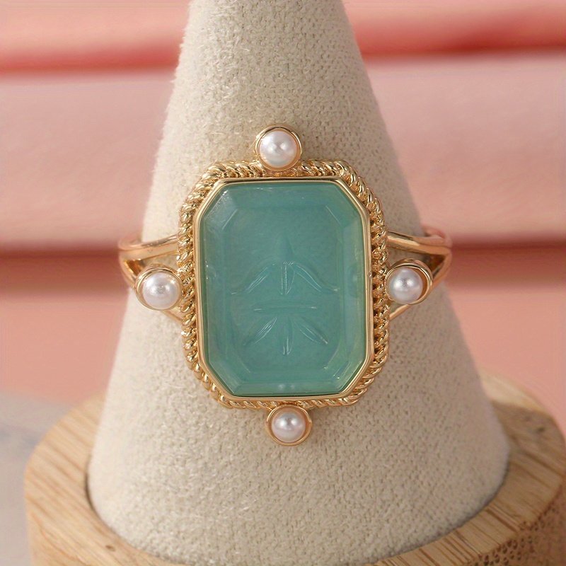 ⁦טבעת קריסטל כחולה בעבודת יד, אלגנטית ונצחית לנשים - בהשראת וינטג', מתנה מושלמת לחג המולד⁩ – תמונה ⁦2⁩