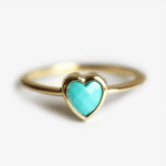 Elegant 14K Gold Plated Heart Ring with Synthetic Turquoise - Bohemian Style, Ideal for Engagement/Wedding, Luxury Jewelry for Daily Wear and Party, Wedding Jewelry